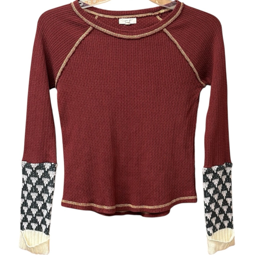 Brick red Easel mixed textile thermal top, small